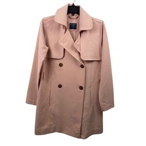Abercrombie & Fitch Pink Double Breasted Trench Coat Women Small Blush Jacket